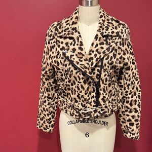 Catherine Malandrino Tan Leopard Bomber Jacket
